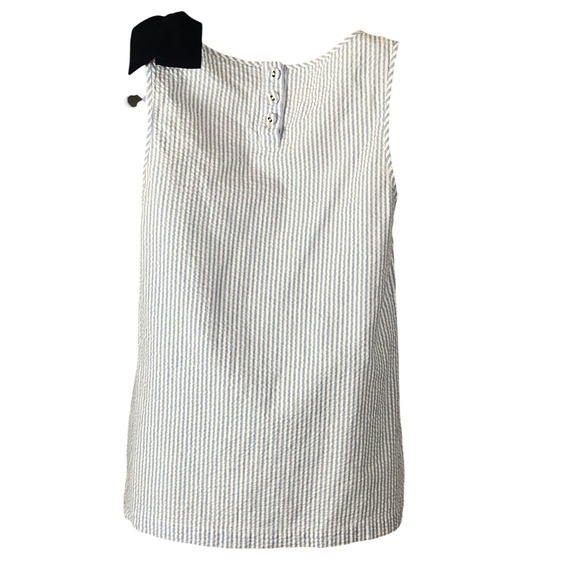 Women's Modcloth Blue/White Pin Stripe Seer Sucker Tank Top With Bow. Size Small - Picture 2 of 16